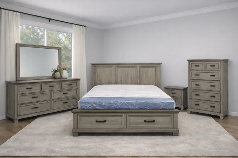 Grey Wood Storage Bedroom Set