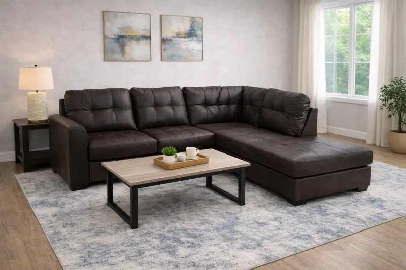 Ashley Tan Leather Sectional
