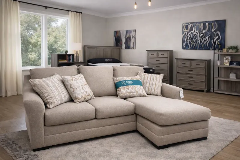 Beige Sofa with Chaise