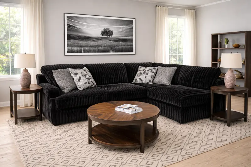 Black Corduroy Sectional